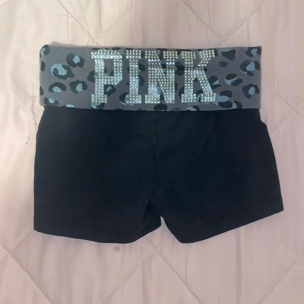 Victoria’s secret PINK yoga rhinestone fold over shorts